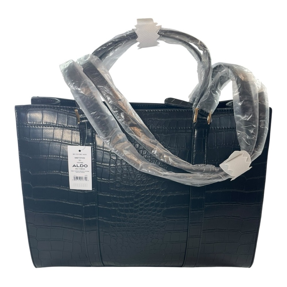 Aldo NINETOFIVE Purse Midnight-Gloss Croc-Embossed NWT - Picture 2 of 4